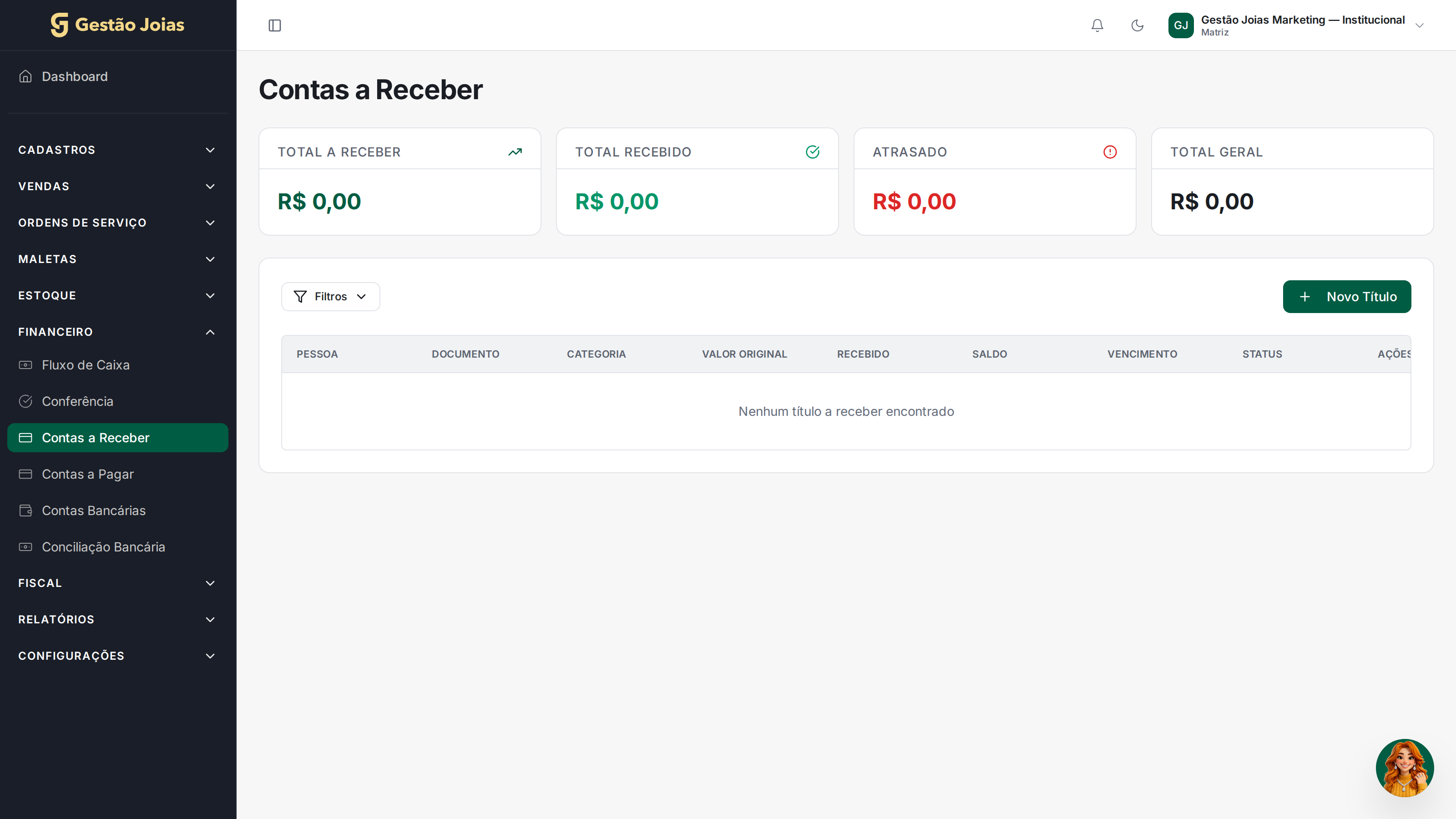 Gestão Financeira no Gestão Joias